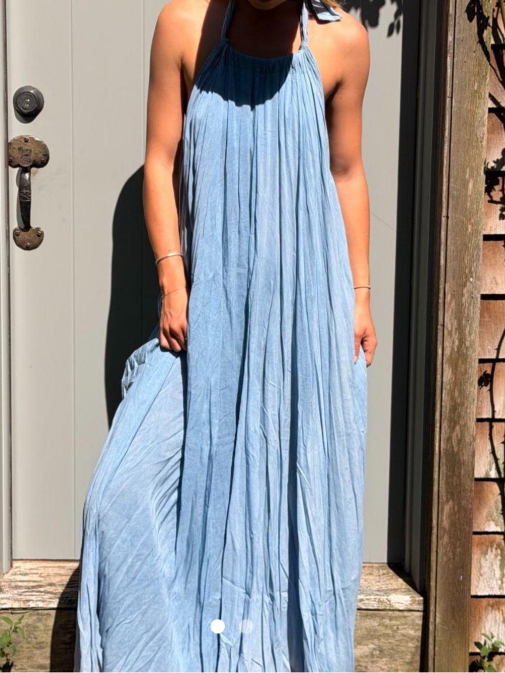 Elan Light Blue Halter Maxi Dress - Size M